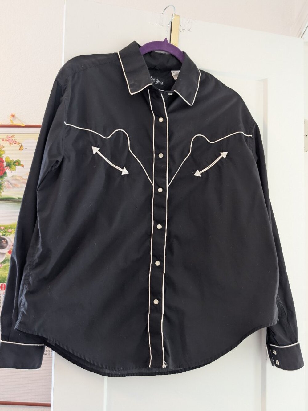 White Horse Authentic Western Pearl Snap Shirt - Size L